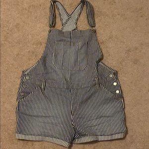 Blue and white stripe overalls